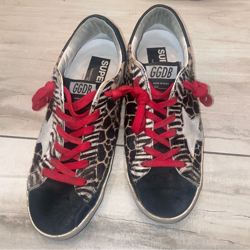 Golden Goose Animalier leopard zebra animal fur shoes 38 7 8 - Picture 6 of 13